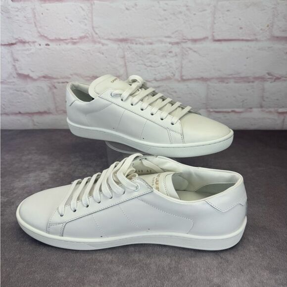 Saint Laurent 42 Classic Court White Low Leather Sneakers NEW 417849 - Picture 3 of 12